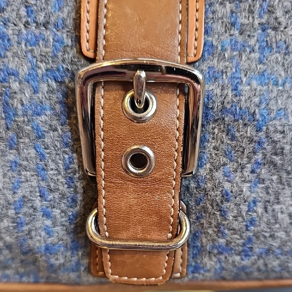 Rare Vintage 2003 Coach Soho Tweed Flap Baguette – Style #7565 – Blue/Grey - Picture 6 of 14